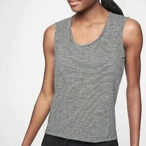 Athleta Breezy Muscle Tank Top Black & White Stripe - Large Tall (LT)